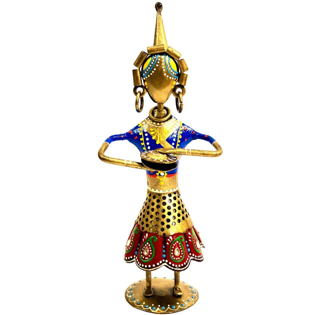 Tribal Girls Playing On Folk Music In Metal Artifacts Painted From Tamrapatra