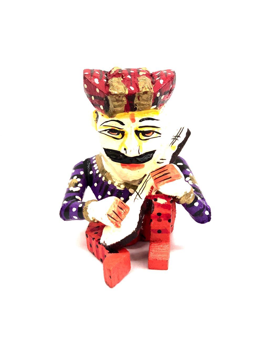 Wooden Rajasthani Musician Playing Various Instruments Gift Tamrapatra - Tanariri Hastakala