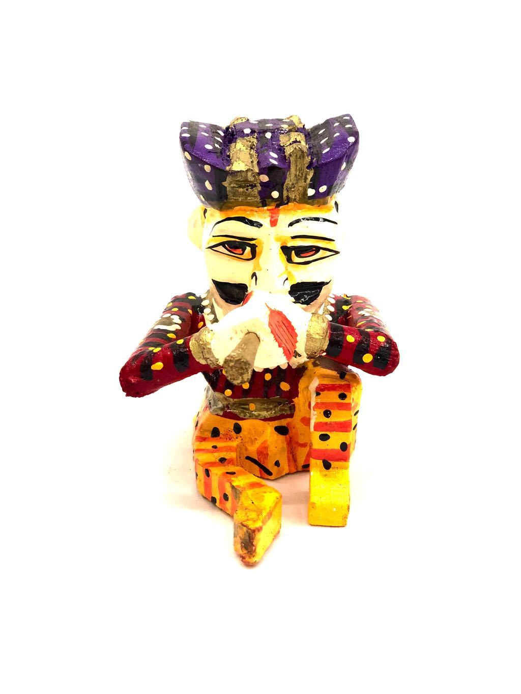 Wooden Rajasthani Musician Playing Various Instruments Gift Tamrapatra - Tanariri Hastakala