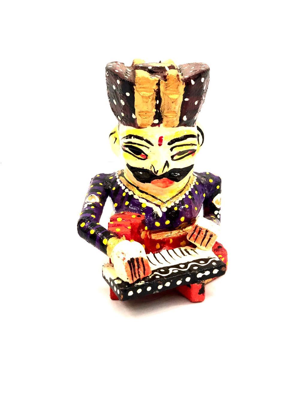 Wooden Rajasthani Musician Playing Various Instruments Gift Tamrapatra - Tanariri Hastakala