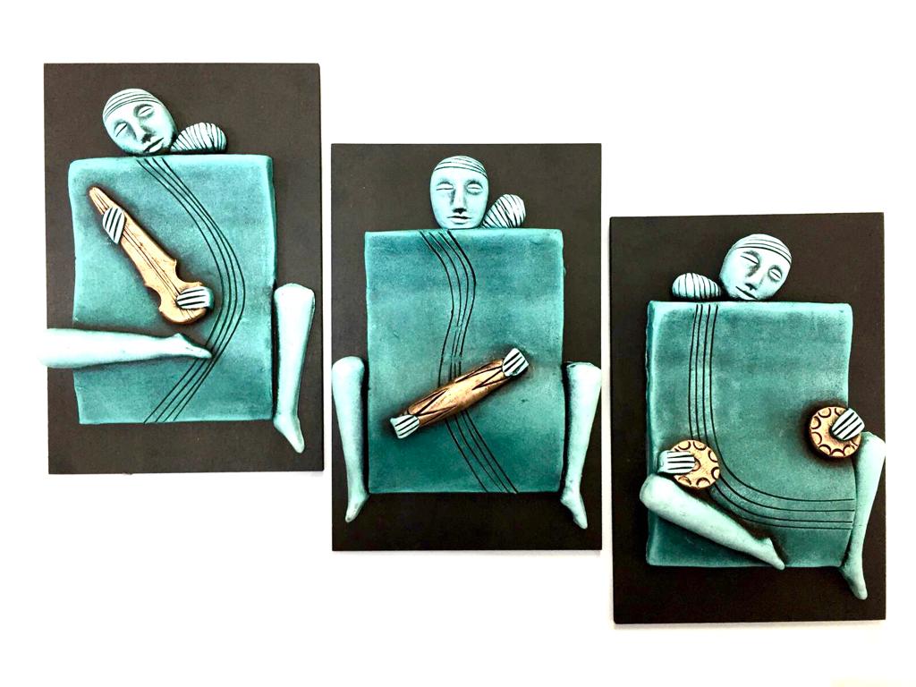 Musical Artwork Lady Playing Various Instruments Abstract Hangings Tamrapatra