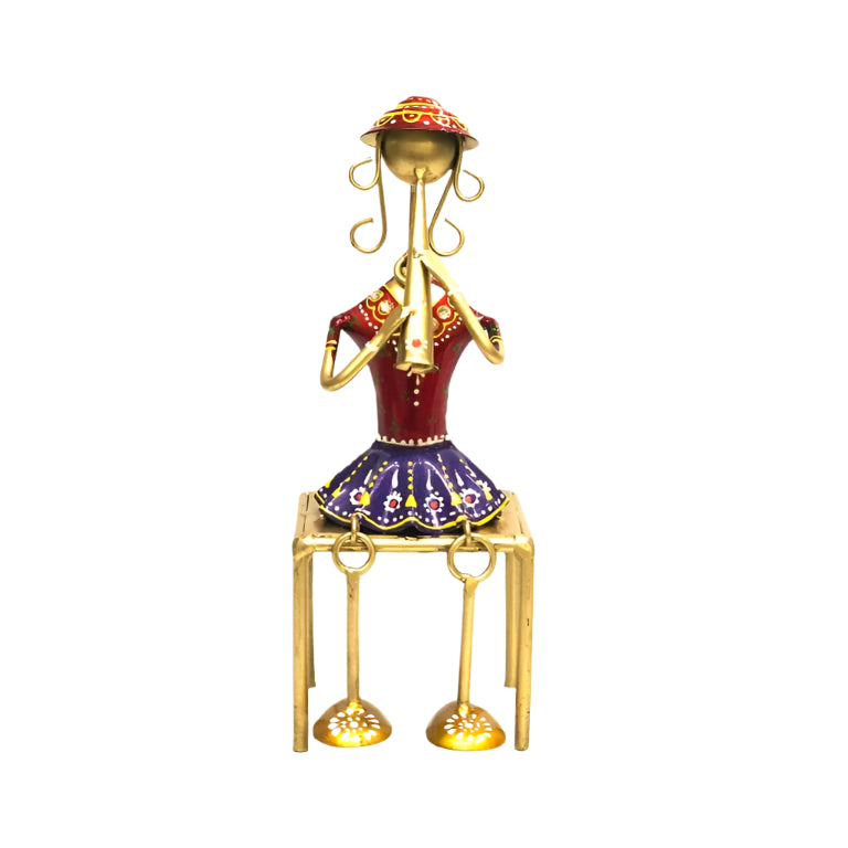 Lady Musicians Playing Instruments Band Showcase Metal Décor New Tamrapatra