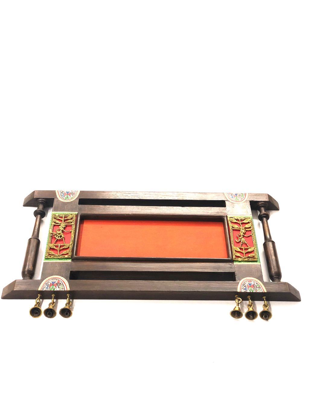 Designer Name Plate HandMade Teak Wood & Dhokra Figures Tamrapatra - Tamrapatra