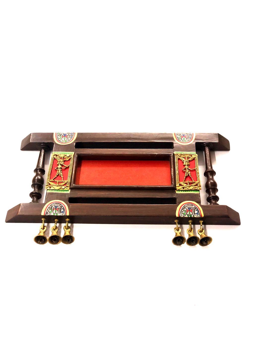 Designer Name Plate HandMade Teak Wood & Dhokra Figures Tamrapatra - Tamrapatra