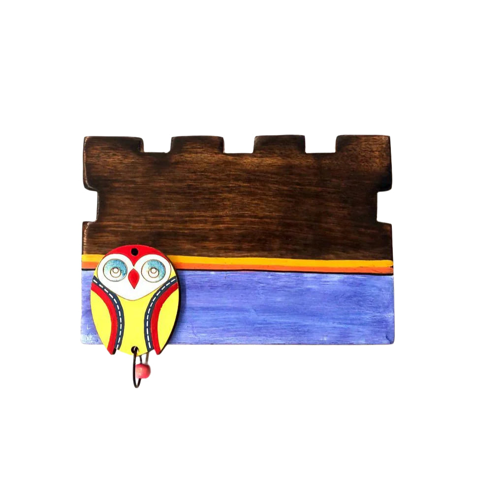Name Plates Owl Collection HandCarved Wooden Color Painted Tamrapatra - Tamrapatra