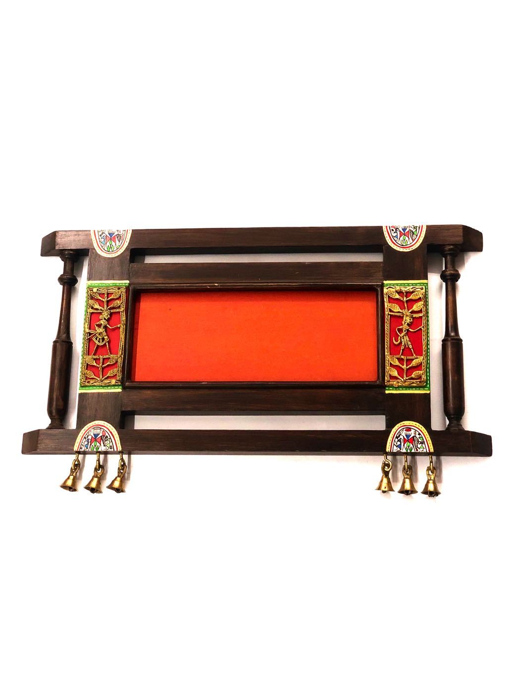 Designer Name Plate HandMade Teak Wood & Dhokra Figures Tamrapatra - Tamrapatra