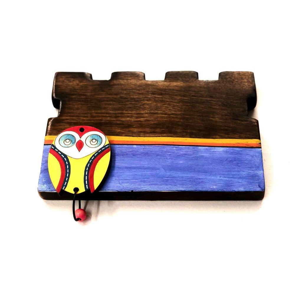 Name Plates Owl Collection HandCarved Wooden Color Painted Tamrapatra - Tamrapatra