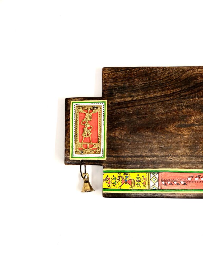 Zig Zag Designer Name Plate With Bells & Brass Figurenes Exclsuive By Tamrapatra