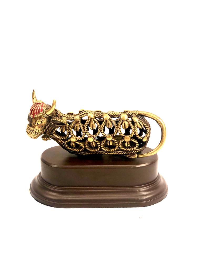 Nandi Crafted From Brass With Lost Wax Method Finished Stand Tamrapatra