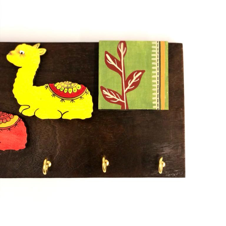 Alpaca Theme Based Key Hanger Wooden Craftsmanship Collectible By Tamrapatra
