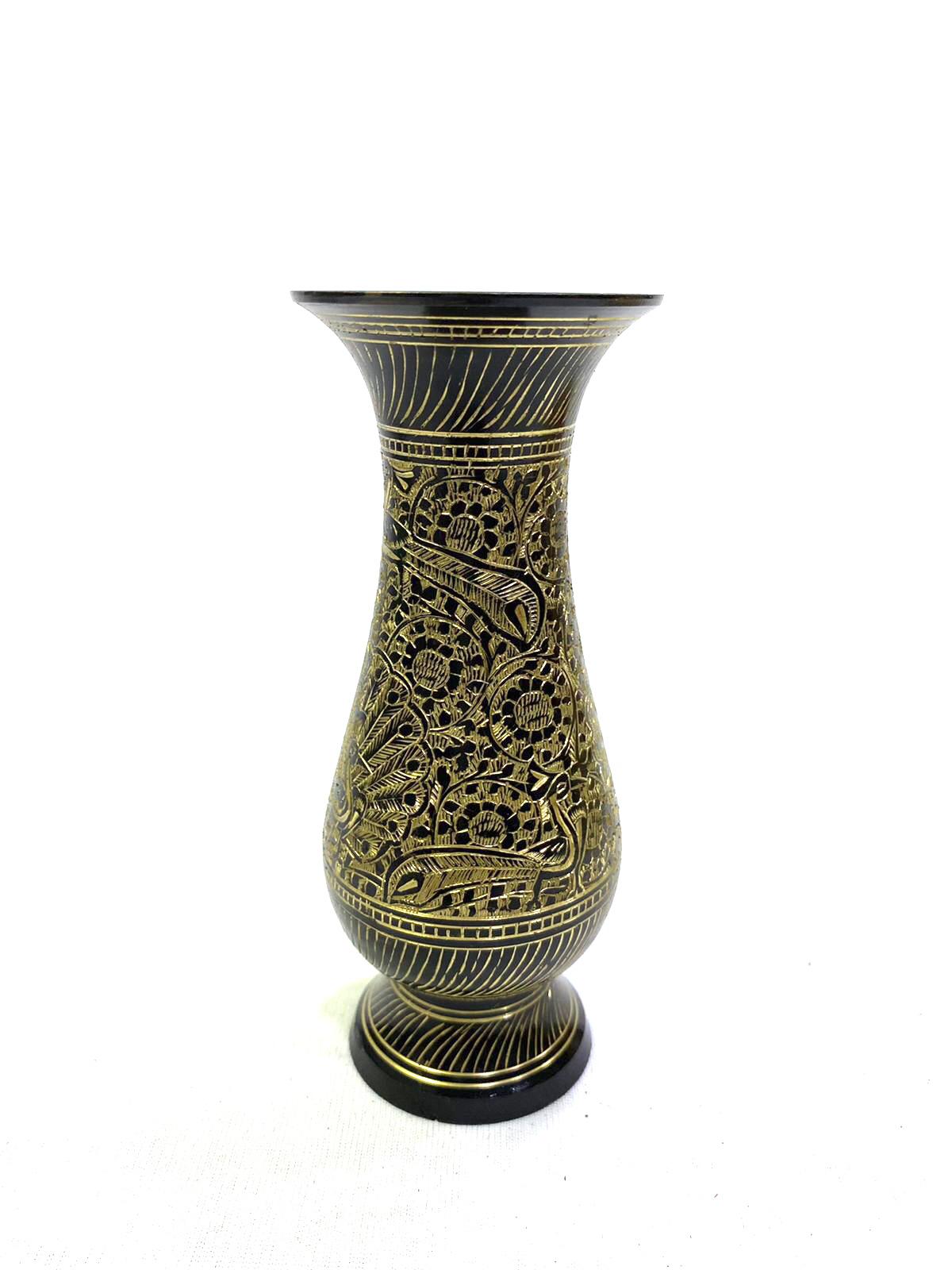 Brass Inlay Artwork On Flower Pots Extraordinary Collectible From Tamrapatra