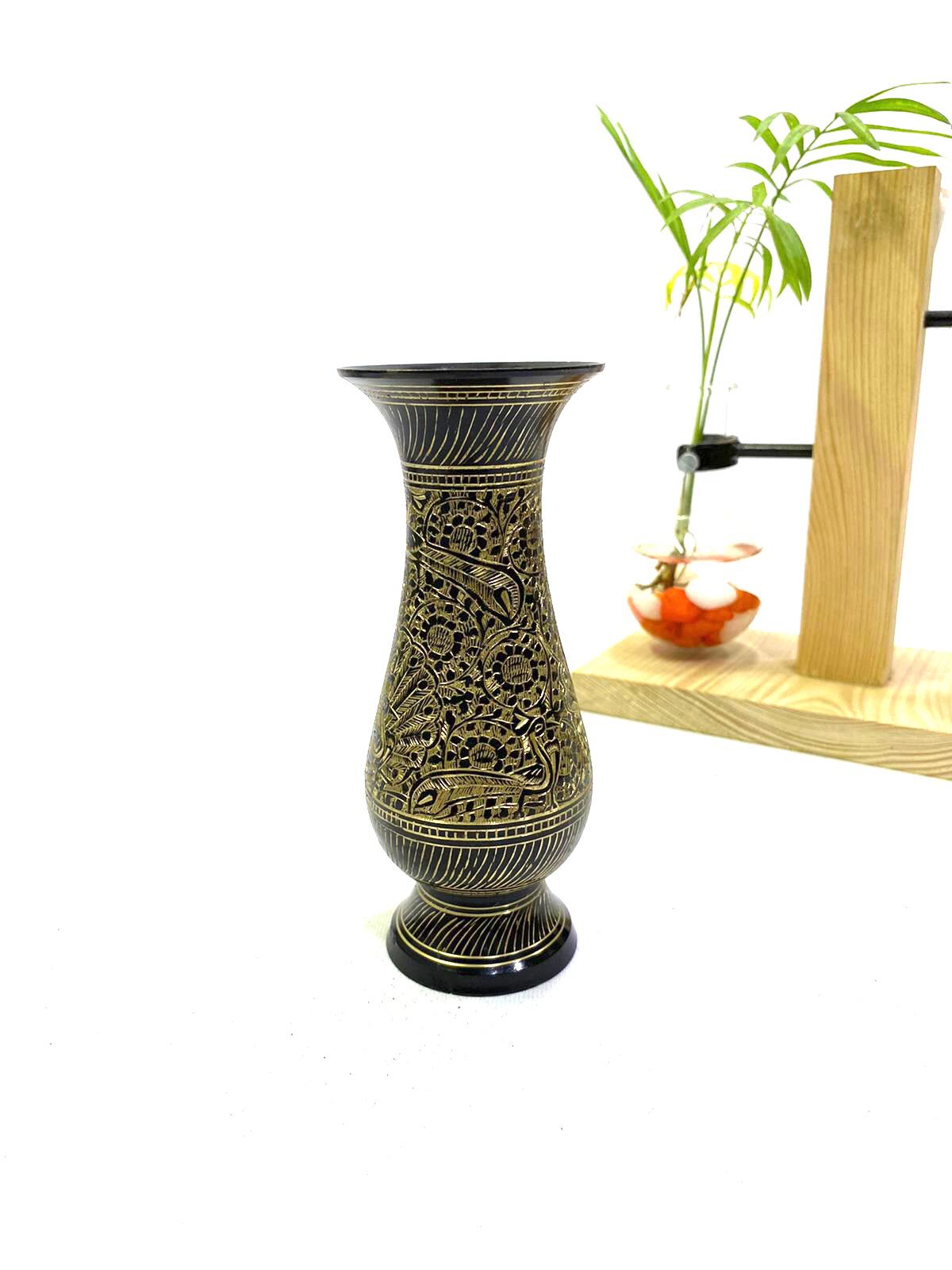 Brass Inlay Artwork On Flower Pots Extraordinary Collectible From Tamrapatra