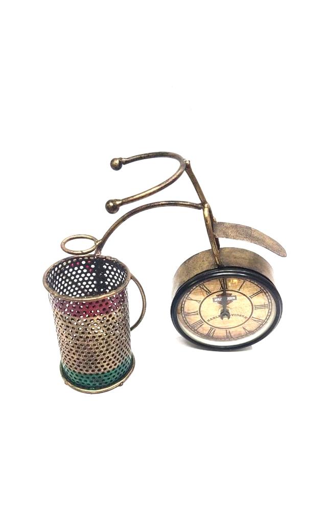 Clock Cycle Pen Stand Office Desk Accessories Gifts Vintage Style Tamrapatra