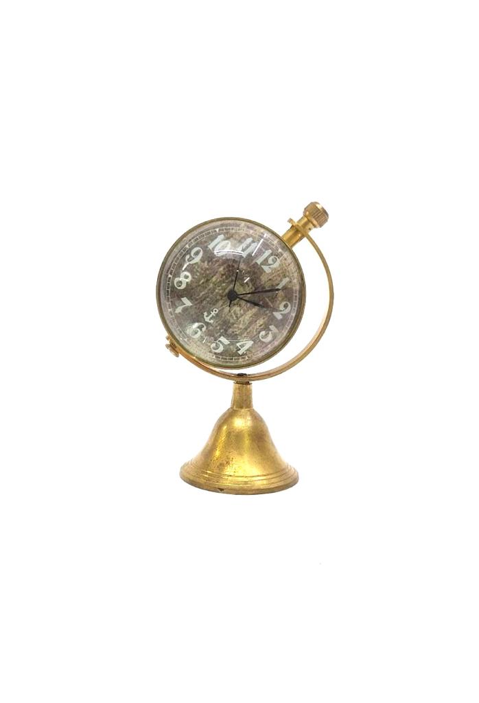 Brass Antique Globe Style Clock Table Desk Utility Accessories Gifts Tamrapatra