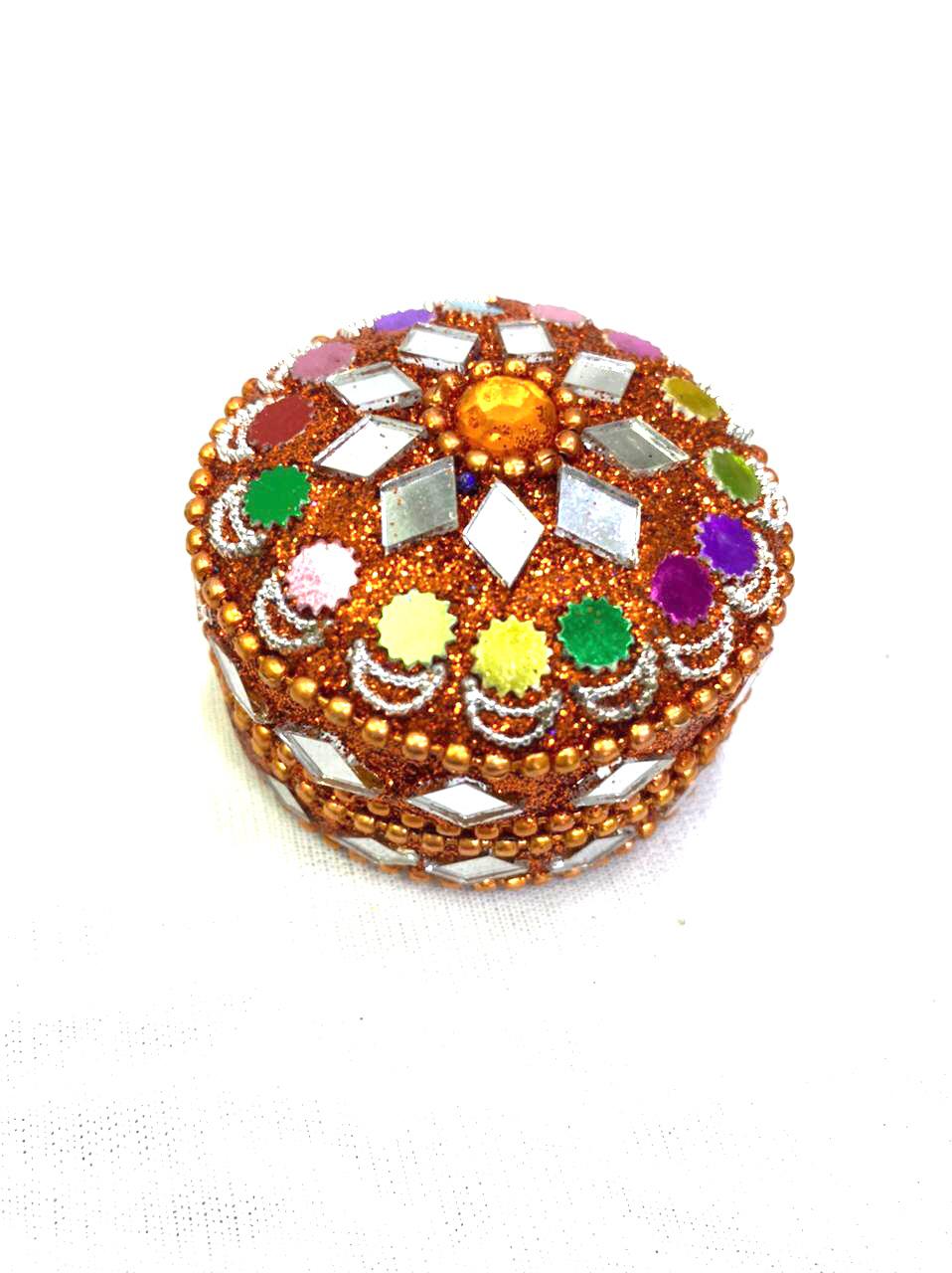 Jewelry Box Mirror & Kundan Art Handcrafted Storage Gifts Occasion Tamrapatra