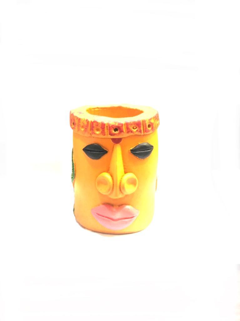 Pen Holder Resin Tribal Faces Stationary Corporate Handmade Gifts Tamrapatra