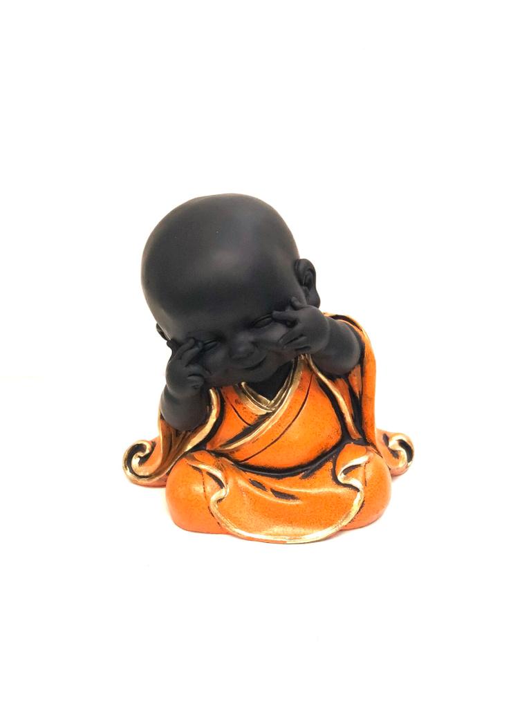 Big Happy Monks Lovely Resin Creations Set Of 3 In Cool Colors By Tamrapatra