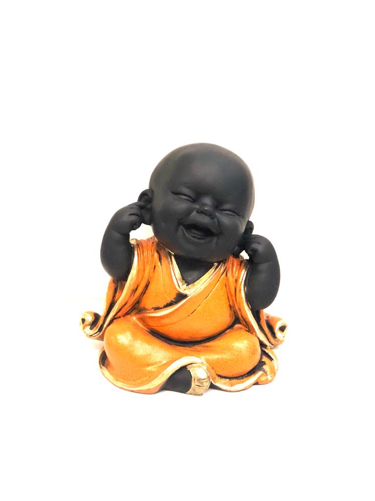 Big Happy Monks Lovely Resin Creations Set Of 3 In Cool Colors By Tamrapatra