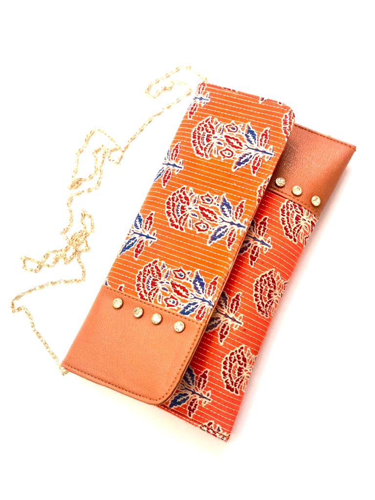 Carry Your Purse In Style With Chain Shoulder Bag With New Block Print Tamrapatra