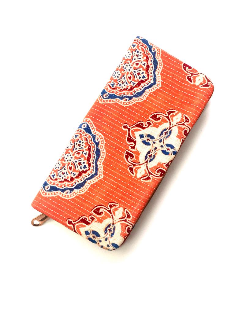 Fine Stitched Wallet Purse Clutch Block Print Women Fashion Gifts By Tamrapatra