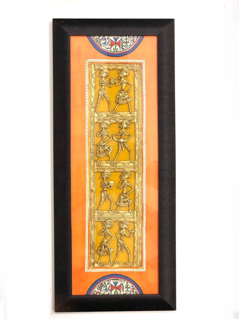 Multicoloured Warli Dhokra Long Wall Frame Décor For Homes Office By Tamrapatra - Tamrapatra