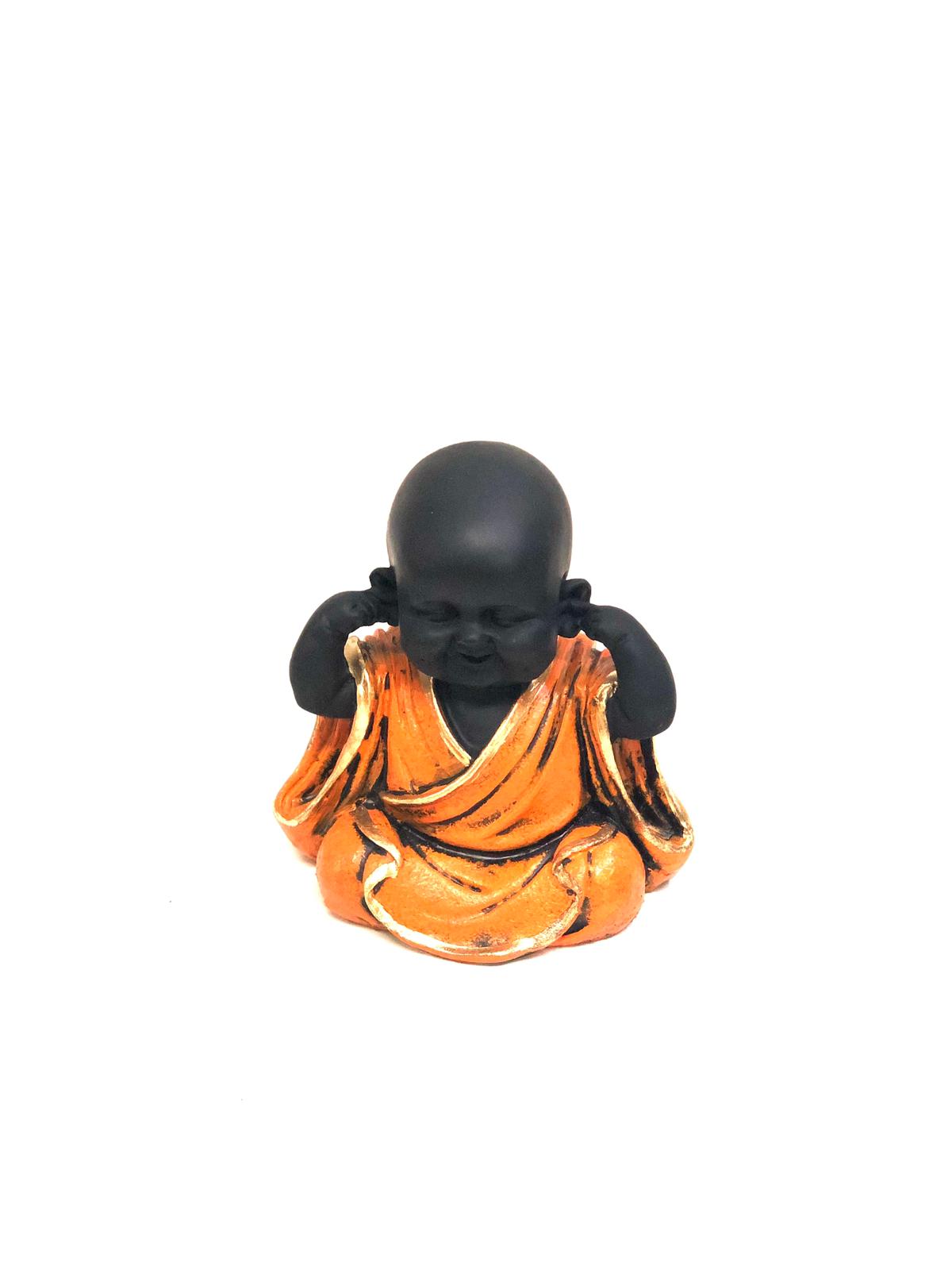 Three Wise Happy Monks Set Various Shades Feng Shui Spiritual Art Tamrapatra