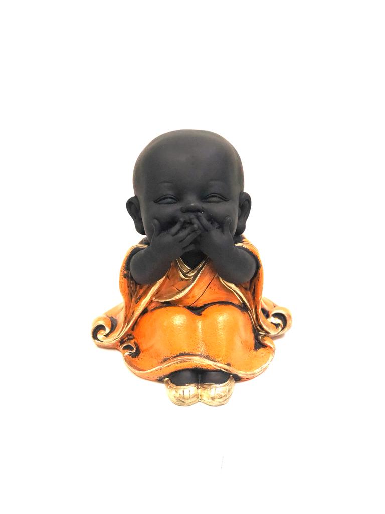 Big Happy Monks Lovely Resin Creations Set Of 3 In Cool Colors By Tamrapatra