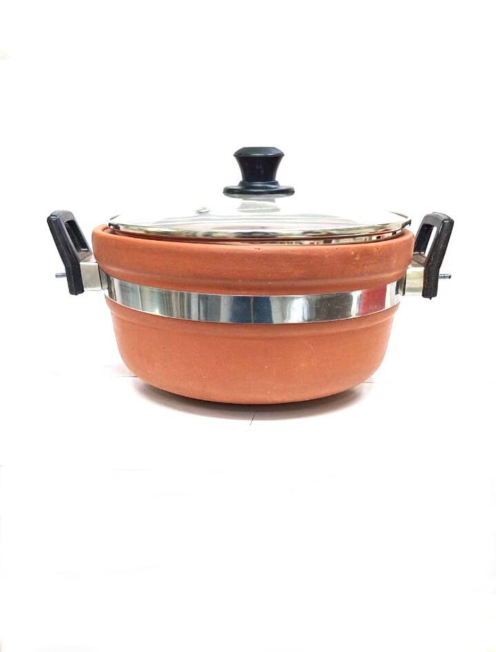 Outlandish Clay Pot Bhagona Premium Glass Top & Handles From Tamrapatra - Tamrapatra