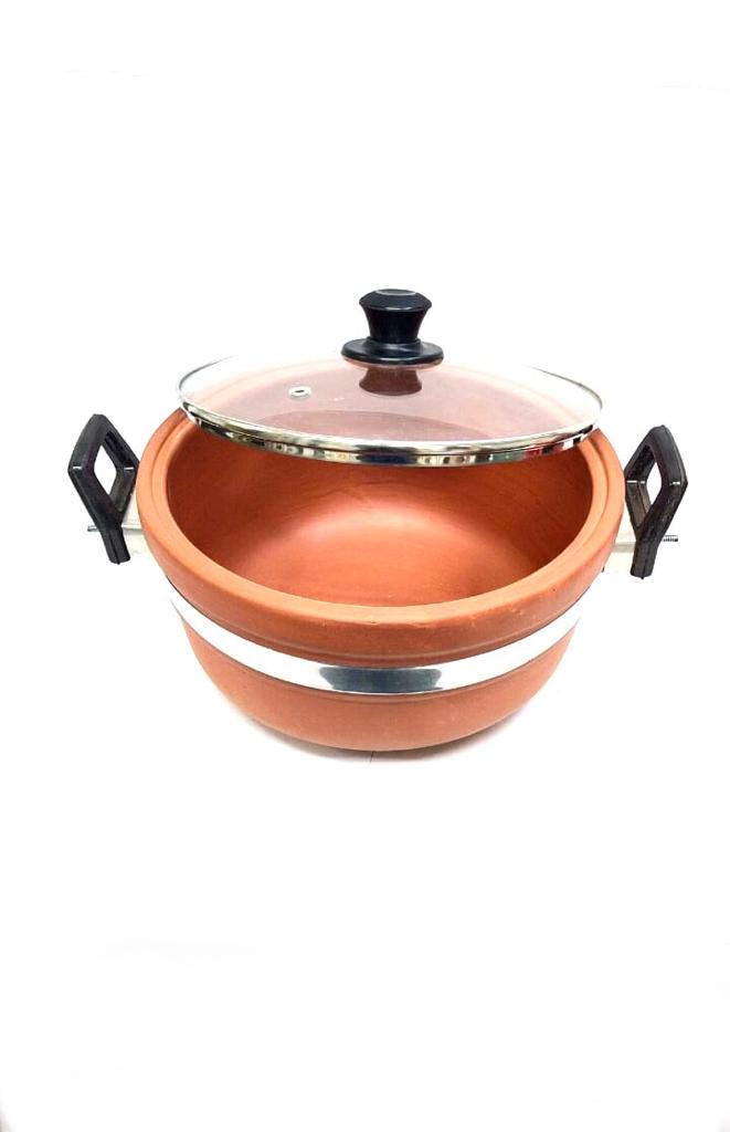 Outlandish Clay Pot Bhagona Premium Glass Top & Handles From Tamrapatra - Tamrapatra