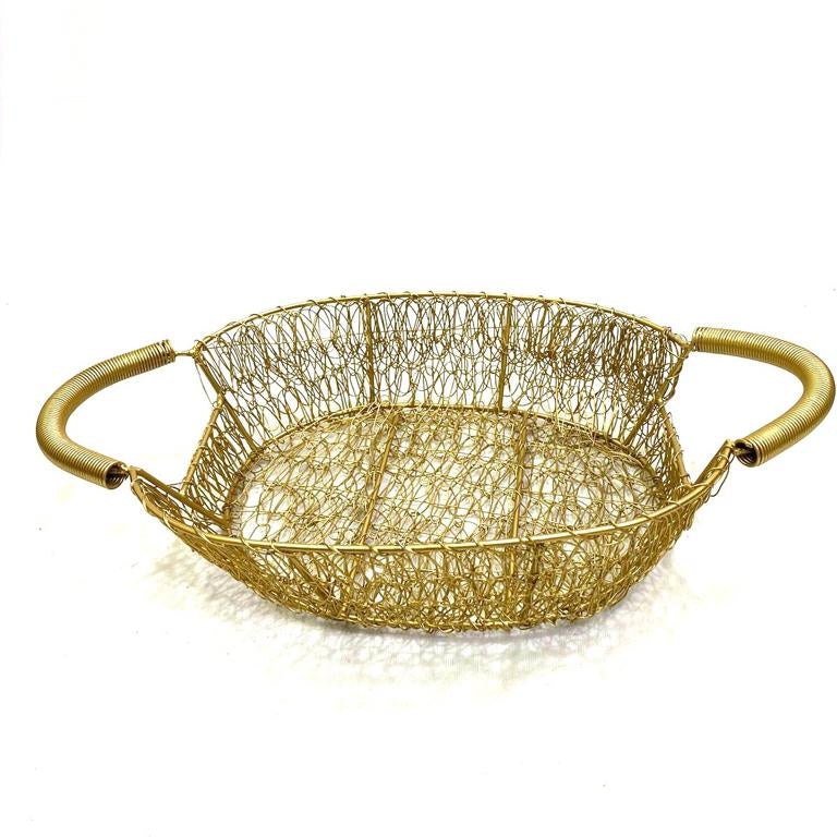 Oval Decorative Metal Jali Design Basket For Hampers Centre Table By Tamrapatra - Tamrapatra