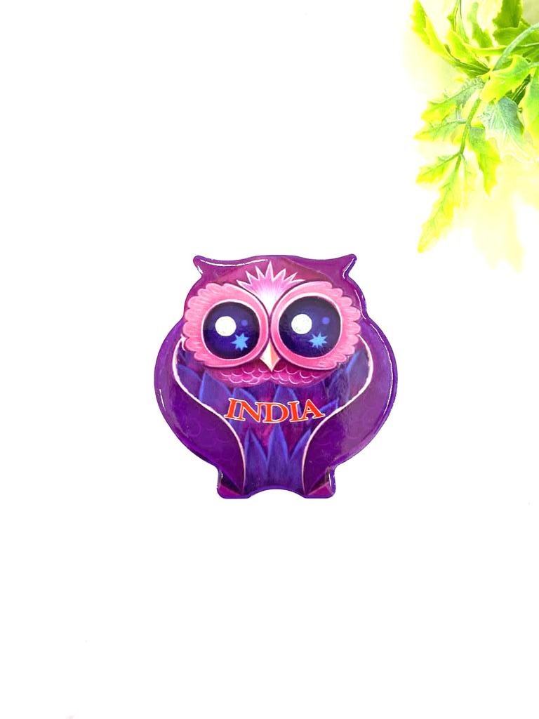 Fridge Magnet Cute Owl Design Embossed On Ceramic India From Tamrapatra