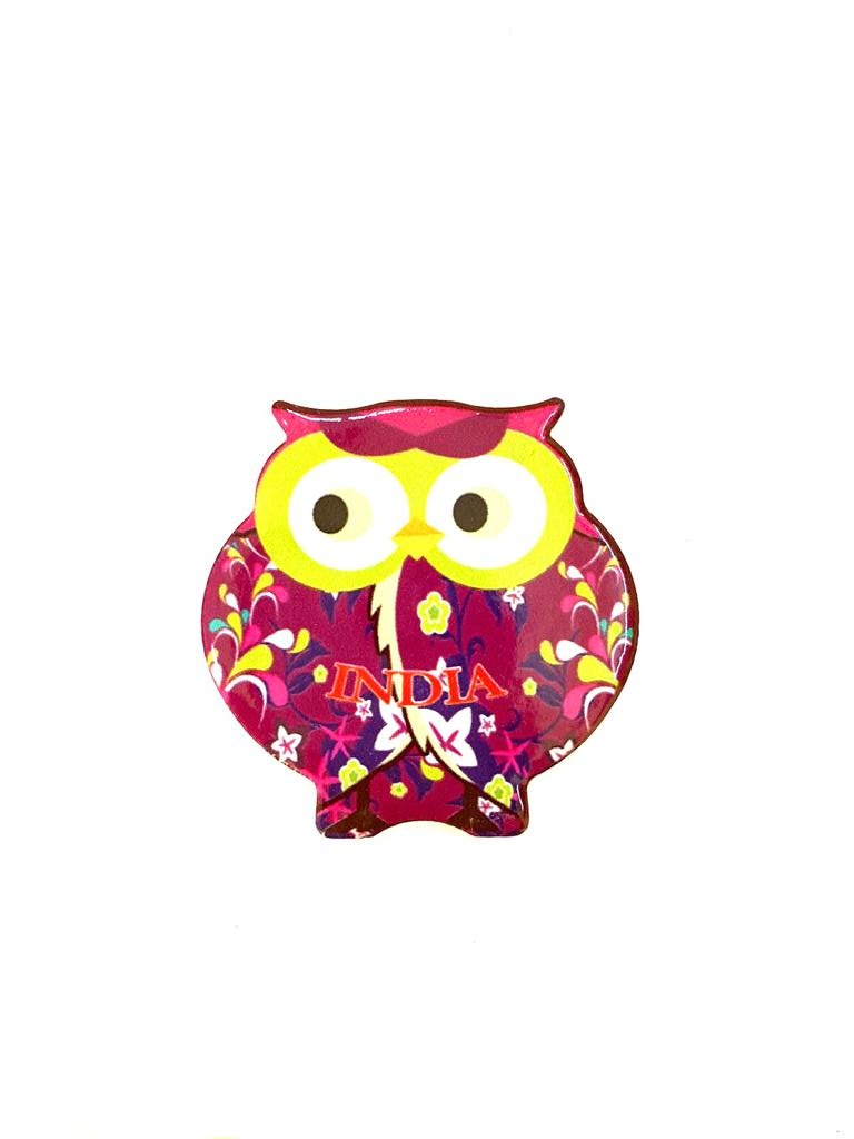 Fridge Magnet Cute Owl Design Embossed On Ceramic India From Tamrapatra
