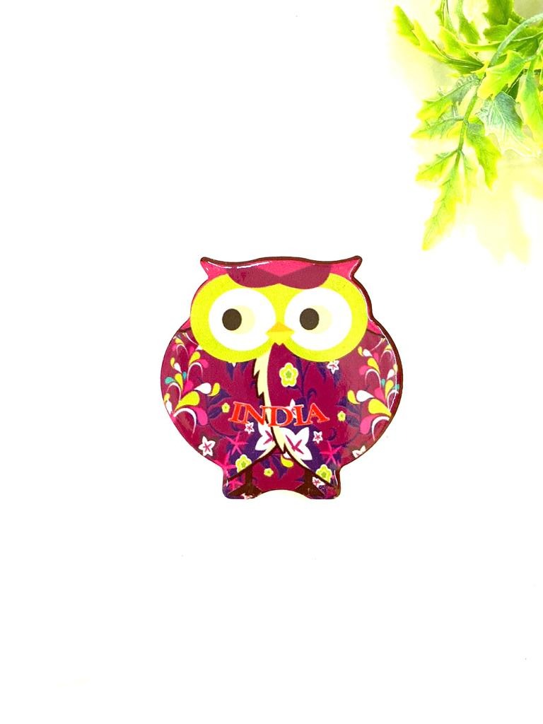 Fridge Magnet Cute Owl Design Embossed On Ceramic India From Tamrapatra
