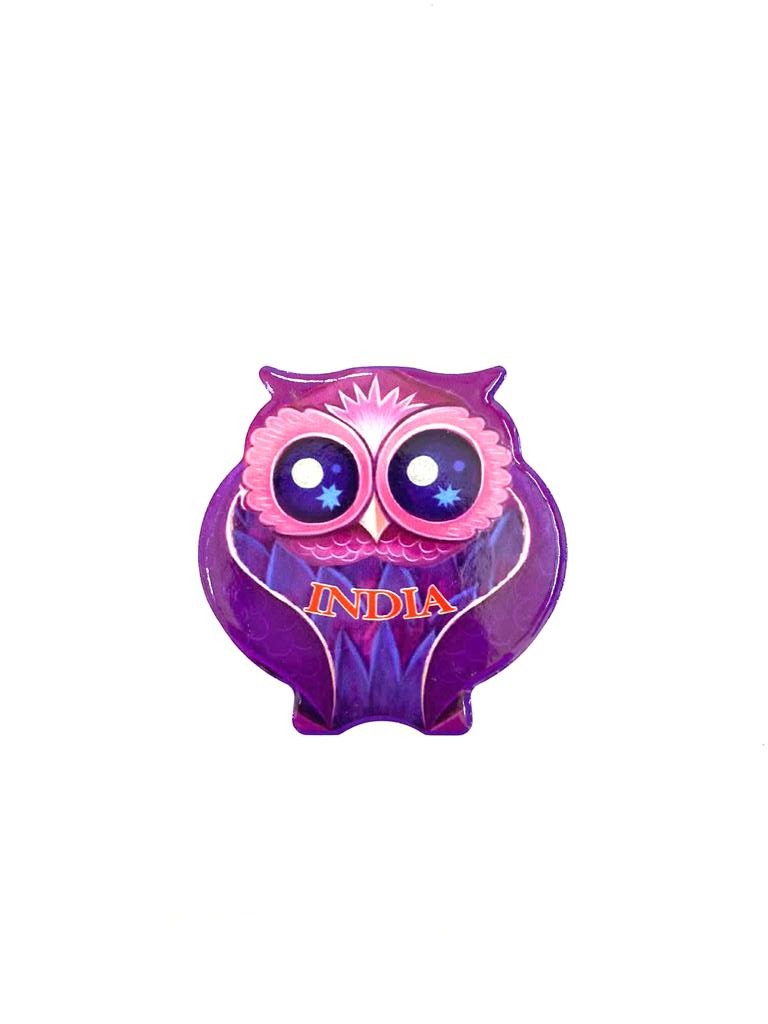 Fridge Magnet Cute Owl Design Embossed On Ceramic India From Tamrapatra