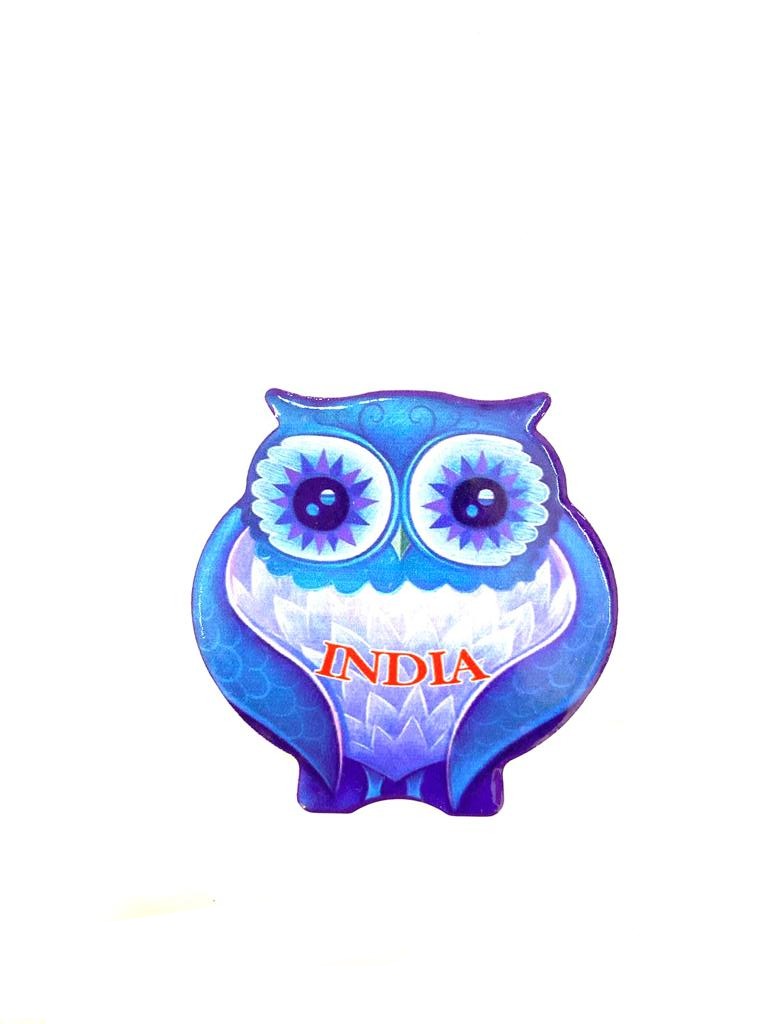 Fridge Magnet Cute Owl Design Embossed On Ceramic India From Tamrapatra