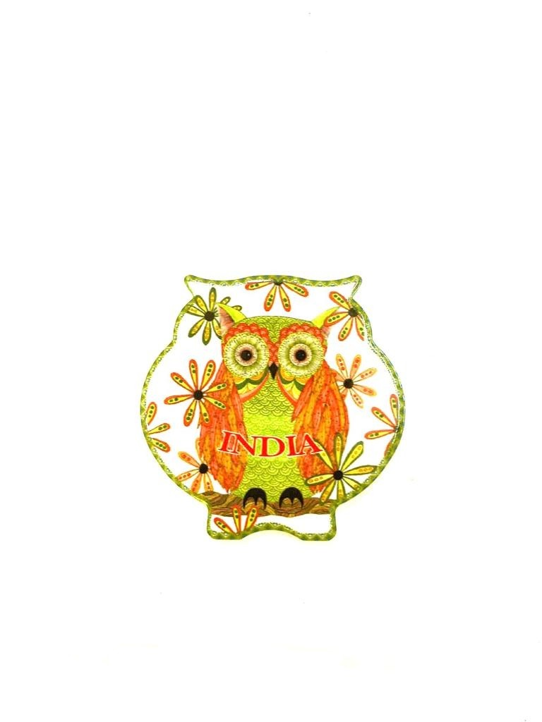 Fridge Magnet Cute Owl Design Embossed On Ceramic India From Tamrapatra