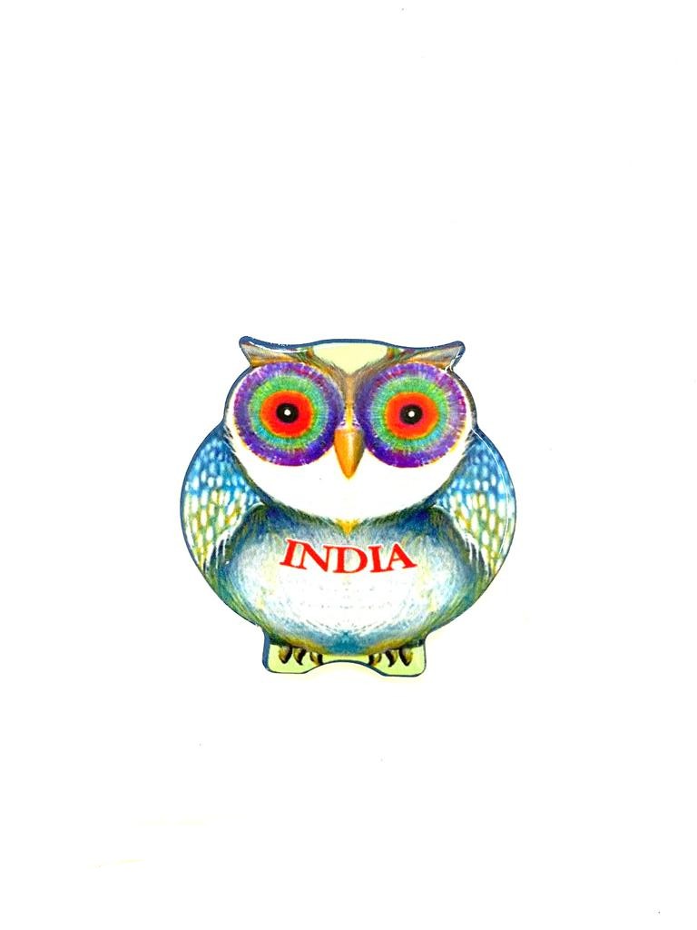 Fridge Magnet Cute Owl Design Embossed On Ceramic India From Tamrapatra