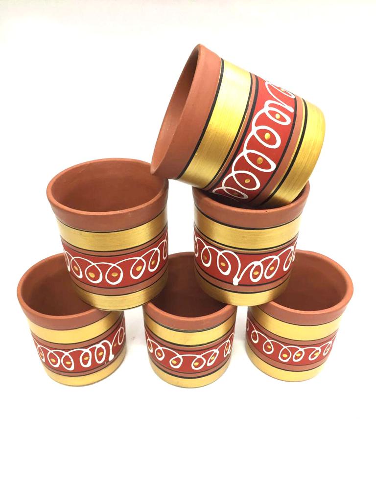 Cylindrical Glass Earthen Beverage Specials Plain & Hand Painted By Tamrapatra