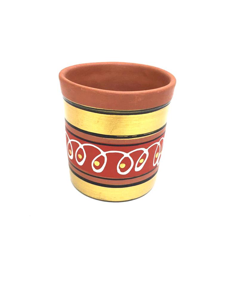 Cylindrical Glass Earthen Beverage Specials Plain & Hand Painted By Tamrapatra