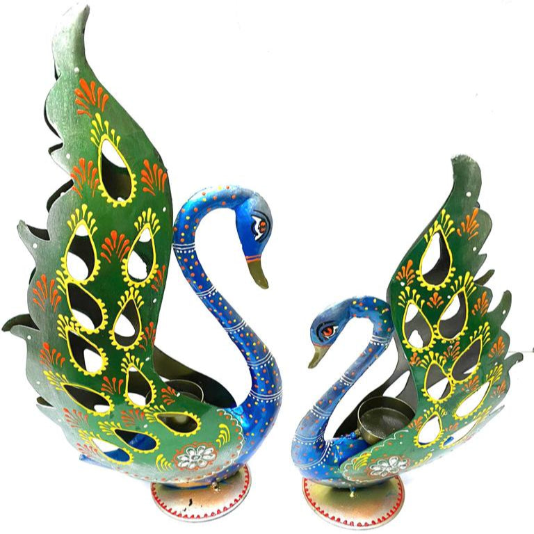 Peacock Metal Art Creations Candle Holders Decoration Exclusive Arts Tamrapatra