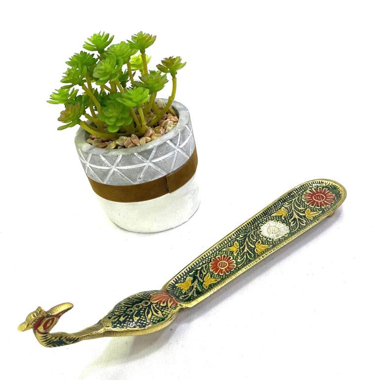 Peacock Incense Stick Holder Designed & Crafted In India Handcrafted Tamrapatra