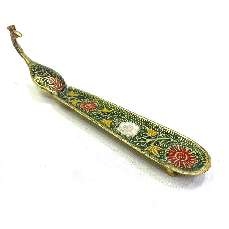 Peacock Incense Stick Holder Designed & Crafted In India Handcrafted Tamrapatra