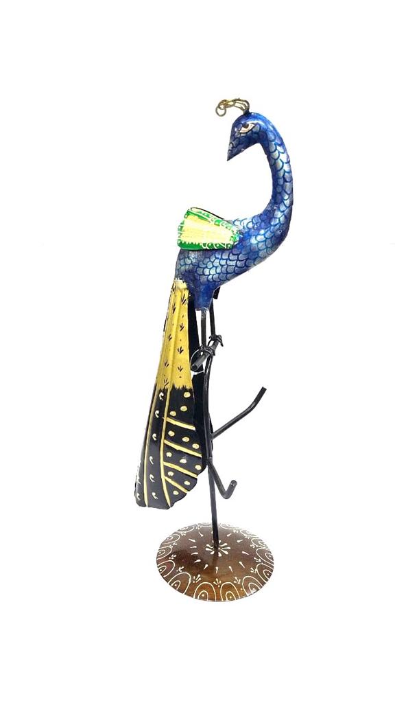 Metal Peacock Stand For Keychain Bangles Utility Holder Showpiece By Tamrapatra