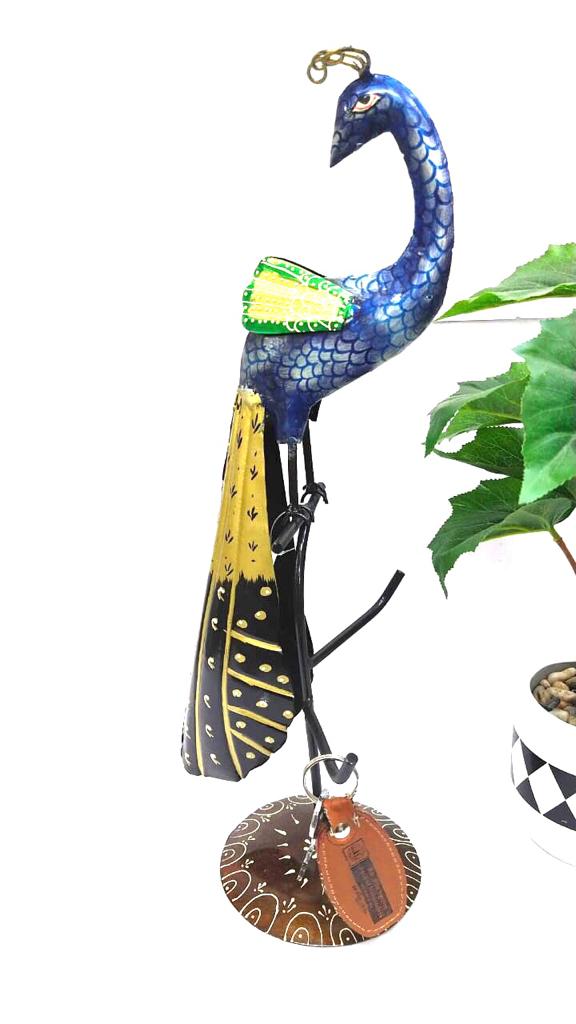 Metal Peacock Stand For Keychain Bangles Utility Holder Showpiece By Tamrapatra