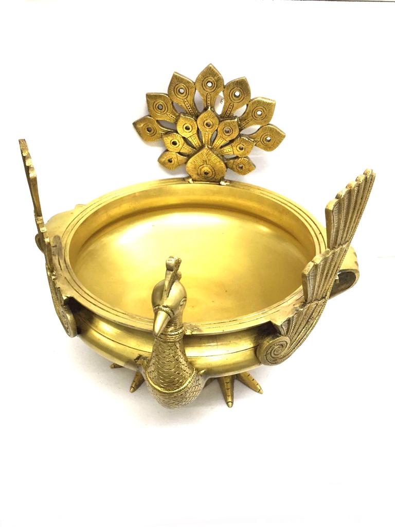 Big Peacock Urli Brass Handcrafted Pots Pooja Temple Home Décor By Tamrapatra