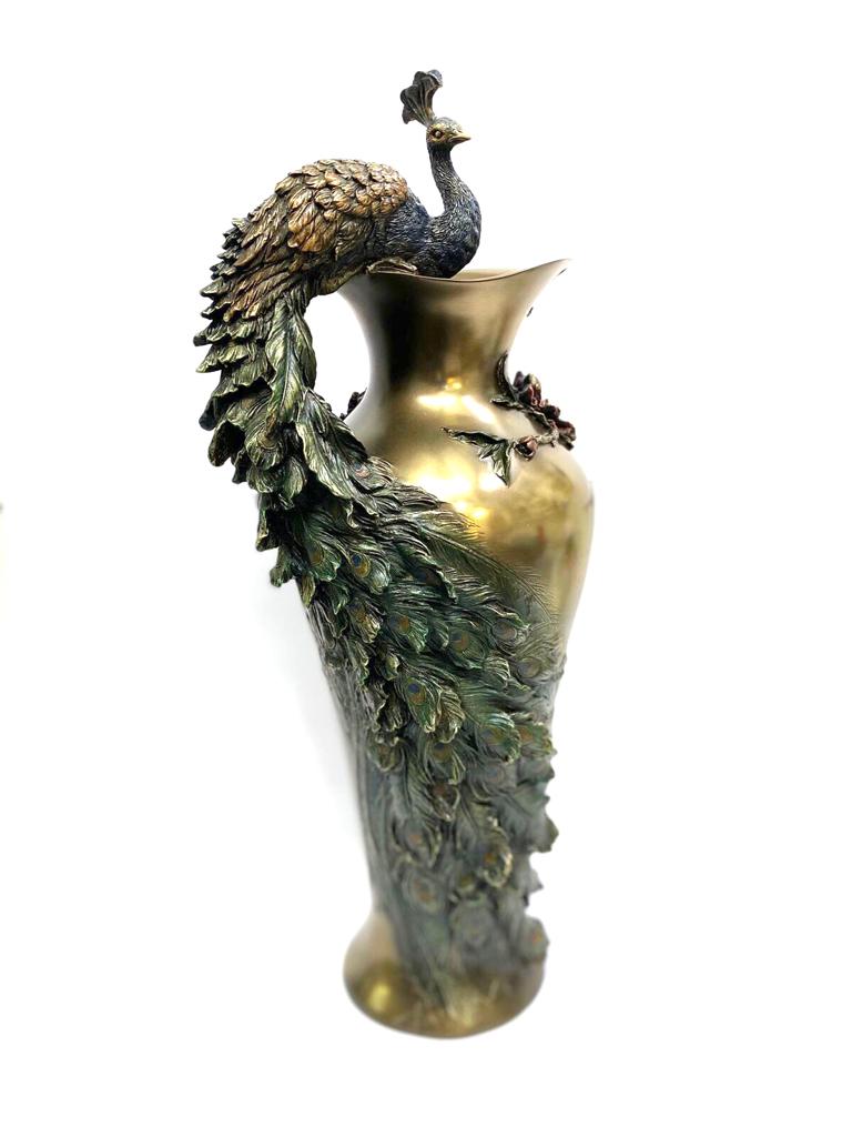 Masterpiece Splendid Ones Peacock Sitting On Pot Cold Cast Bronze Tamrapatra