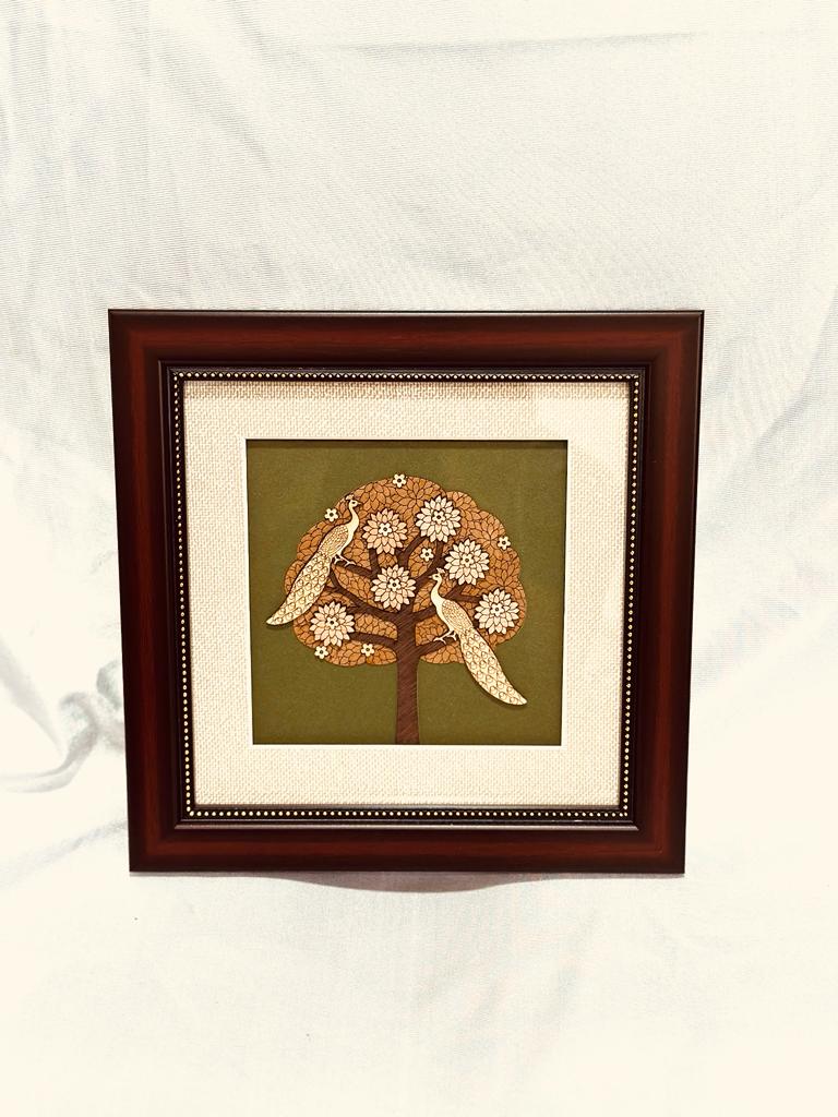 Peacock On Tree Wooden Artwork Frame 3D Design Exclusive Crafts By Tamrapatra
