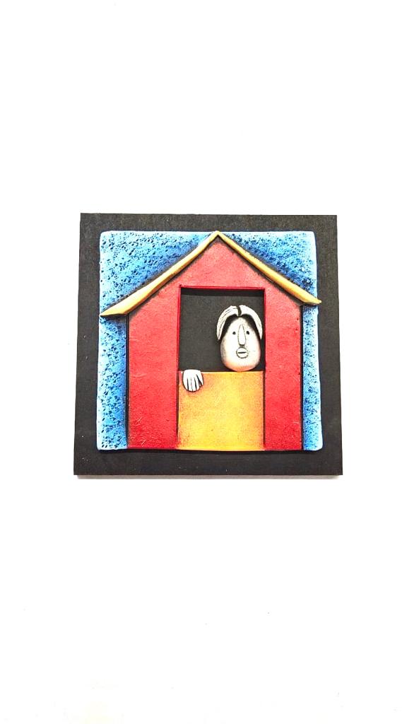 Sweet Little Peeping Face From Windows House Theme Exclusive Set Of 4 Tamrapatra