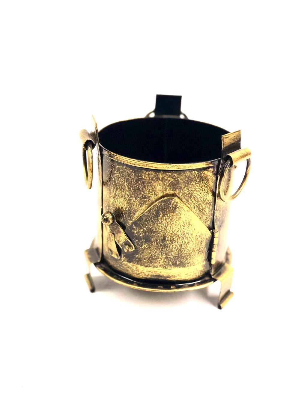 Pen Holder In Metal Indian Sigdi Style Hand Painted Traditional Tamrapatra