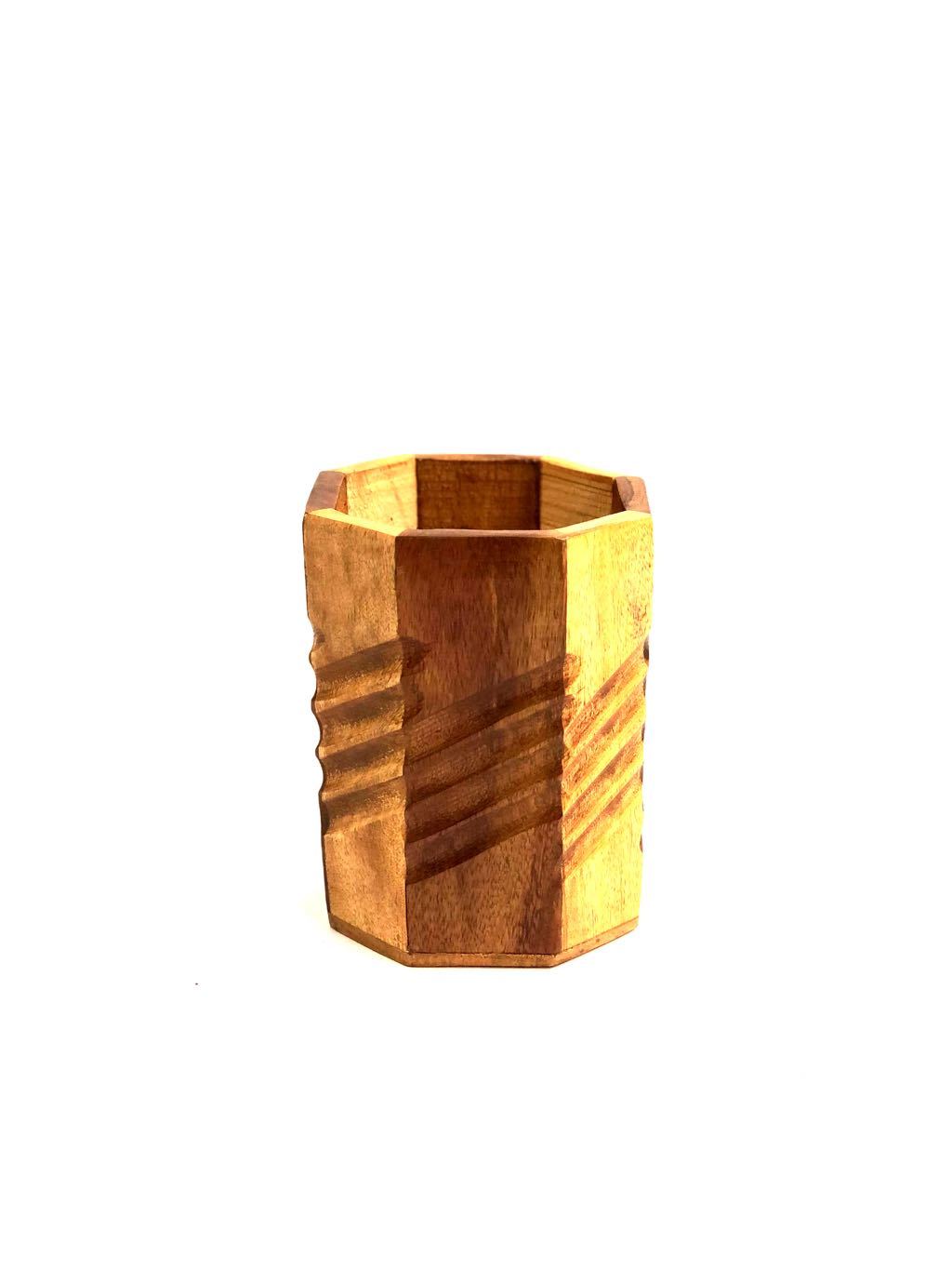 Classic Wooden Pen Stand With Various Design Options By Tamrapatra